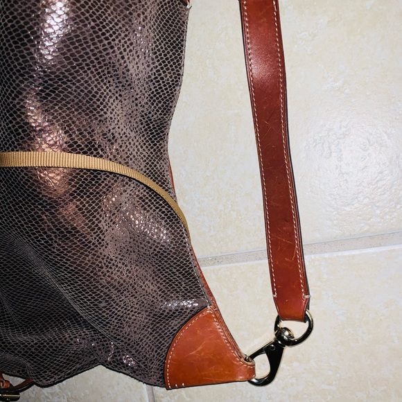 DOONEY BOURKE metallic leather hobo snakeskin  purse - Picture 15 of 16